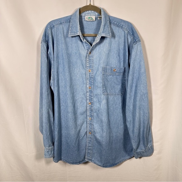 Blitzz Studios Denim Shirt, Flintstones Back Embroidery (L) Light Wash, Retro - Picture 8 of 9